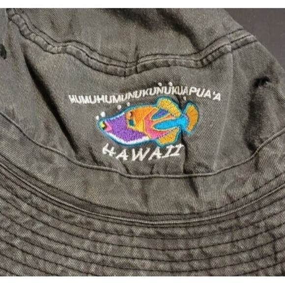 Hawaii National Fish Gray Bucket Hat Size Small Hawaiian Headwear Beach Fishing - Picture 2 of 7